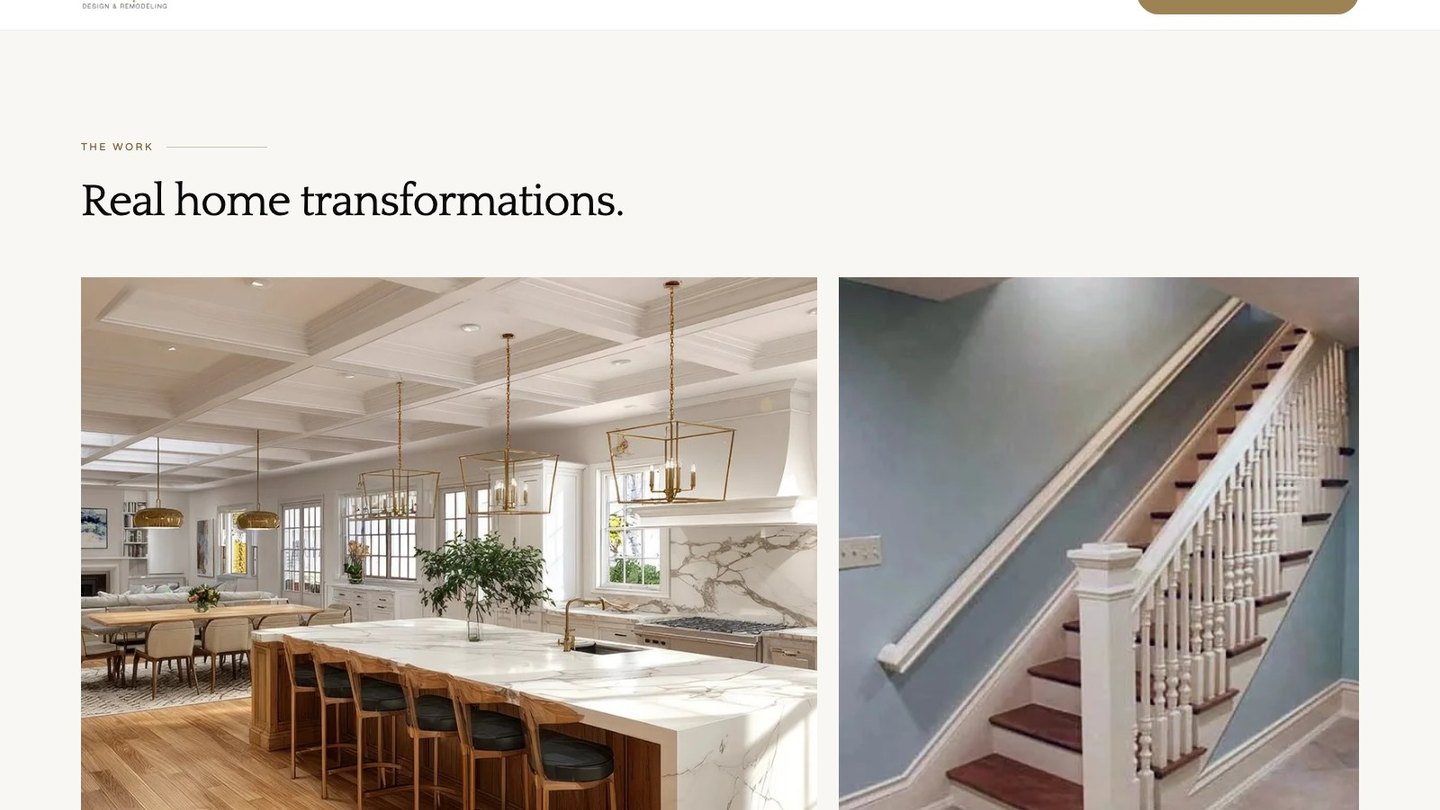 The project gallery section of the new homepage